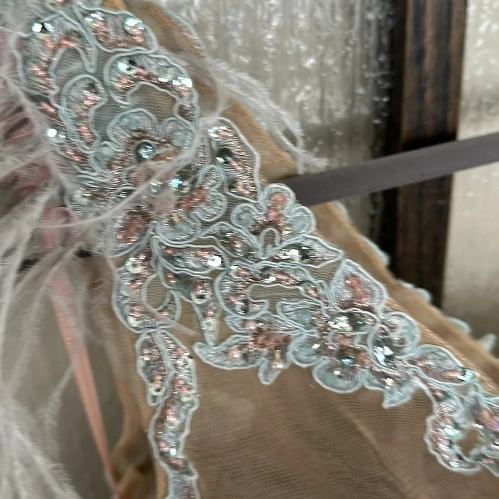 Elegant Blue Lace Evening Gown - Picture 7 of 9